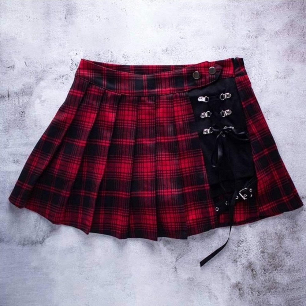 Plaid Red and Black Women's Skirt